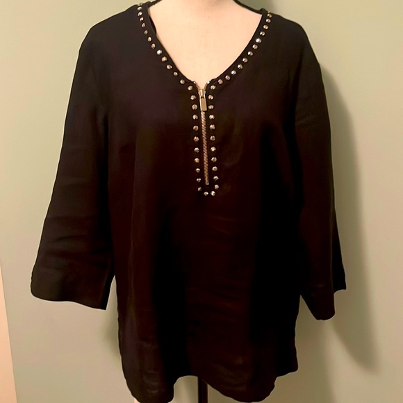 Charter Club Womens Textured Velvet Top Black Size Xx Large main image 1